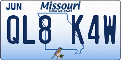 MO license plate QL8K4W