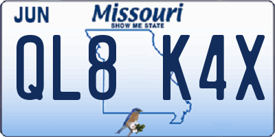 MO license plate QL8K4X