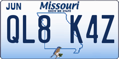 MO license plate QL8K4Z