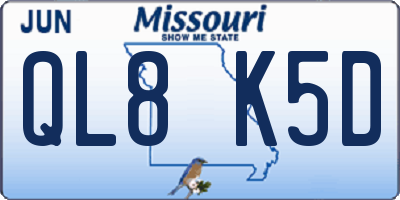 MO license plate QL8K5D