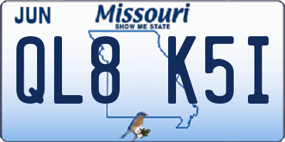 MO license plate QL8K5I