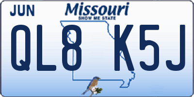 MO license plate QL8K5J