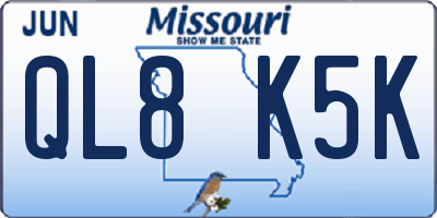MO license plate QL8K5K