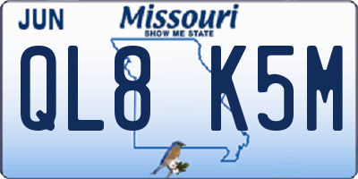 MO license plate QL8K5M