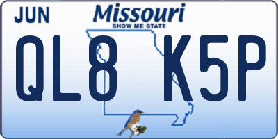 MO license plate QL8K5P