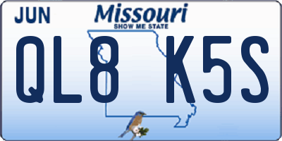 MO license plate QL8K5S