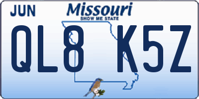 MO license plate QL8K5Z