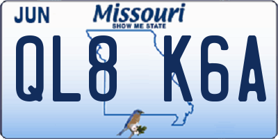 MO license plate QL8K6A