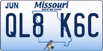 MO license plate QL8K6C