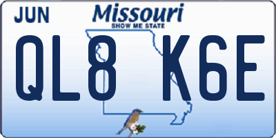 MO license plate QL8K6E