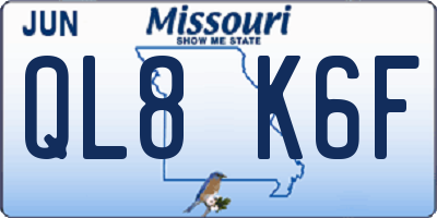 MO license plate QL8K6F