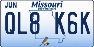 MO license plate QL8K6K