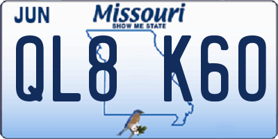 MO license plate QL8K6O