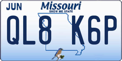 MO license plate QL8K6P