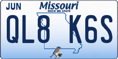 MO license plate QL8K6S