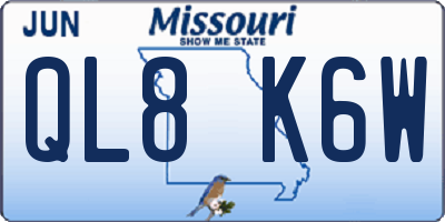 MO license plate QL8K6W