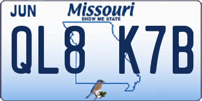 MO license plate QL8K7B