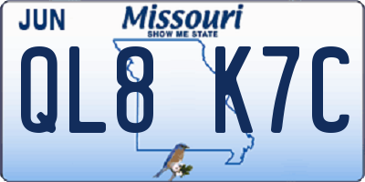 MO license plate QL8K7C