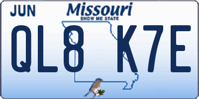 MO license plate QL8K7E