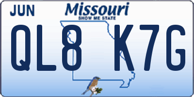 MO license plate QL8K7G