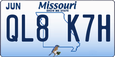 MO license plate QL8K7H