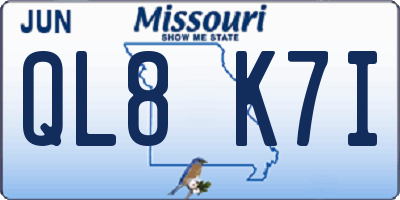 MO license plate QL8K7I