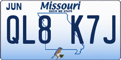 MO license plate QL8K7J