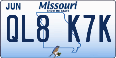 MO license plate QL8K7K