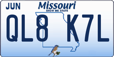MO license plate QL8K7L