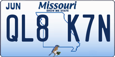 MO license plate QL8K7N