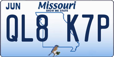 MO license plate QL8K7P