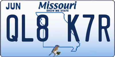 MO license plate QL8K7R