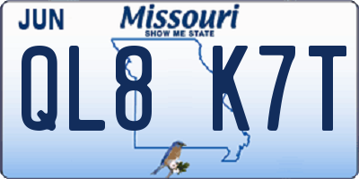 MO license plate QL8K7T