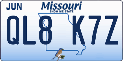 MO license plate QL8K7Z