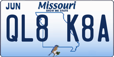 MO license plate QL8K8A