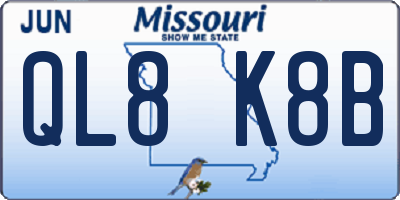 MO license plate QL8K8B