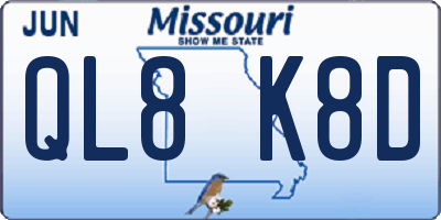 MO license plate QL8K8D