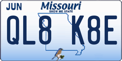 MO license plate QL8K8E