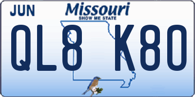 MO license plate QL8K8O