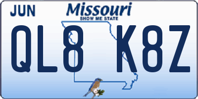 MO license plate QL8K8Z