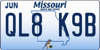 MO license plate QL8K9B