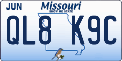 MO license plate QL8K9C