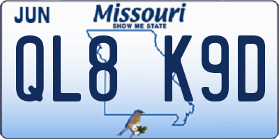 MO license plate QL8K9D