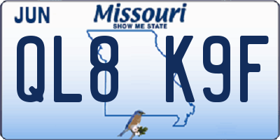 MO license plate QL8K9F