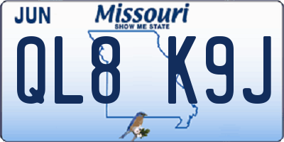 MO license plate QL8K9J
