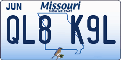 MO license plate QL8K9L