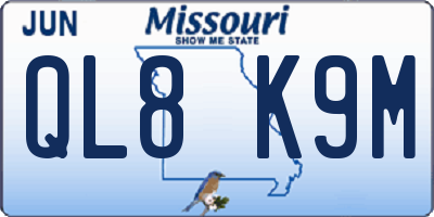 MO license plate QL8K9M