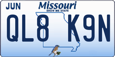 MO license plate QL8K9N