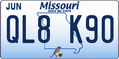 MO license plate QL8K9O