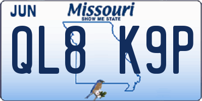 MO license plate QL8K9P